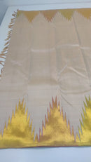 Half White Korvai Temple Border Pure Kanchipuram Silk Saree
