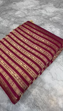 Dark Pink Banarasi Khaddi Georgette Fancy Zari Striped Silk Saree