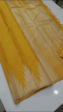 Mustard Yellow Temple Border Kanchipuram Silk Saree