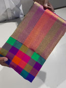 Black Kanchipuram Silk Saree with Multicolor Temple Border