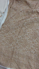 Half White Pure Banarasi Khaddi Georgette Fancy Zari Striped Silk Saree