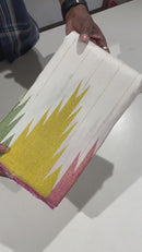 Half White Temple Border Zari Lines Pure  Handloom Kanchipuram Silk Saree