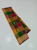 Traditional Paalum Pazhamum Checked Kanchipuram Silk Saree