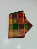 Traditional Paalum Pazhamum Checked Kanchipuram Silk Saree