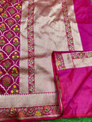 Pink Banarasi Katan Silk Tilfi Weaving Meenakari Jal Work Saree