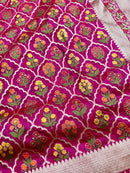 Pink Banarasi Katan Silk Tilfi Weaving Meenakari Jal Work Saree