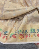 Pure Banarasi  Double Tissue Silk Paithani Border Buti Saree