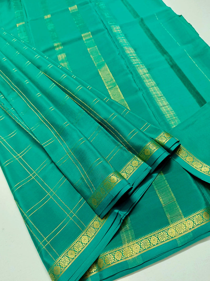 Rama Green Mysore Crepe Silk Saree