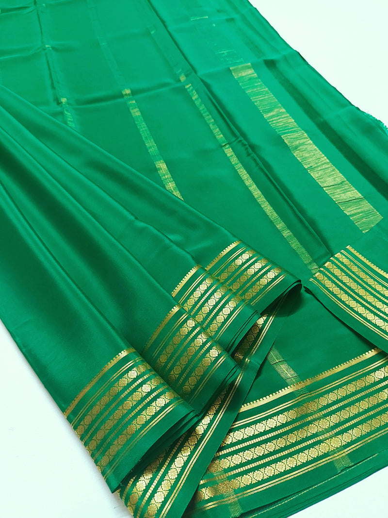 Leaf Green Mysore Crepe Silk Saree