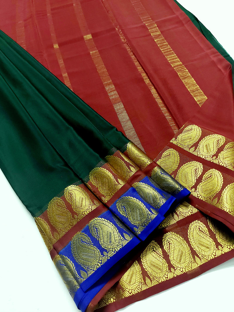 Bottle Green Mysore Crepe Silk Saree