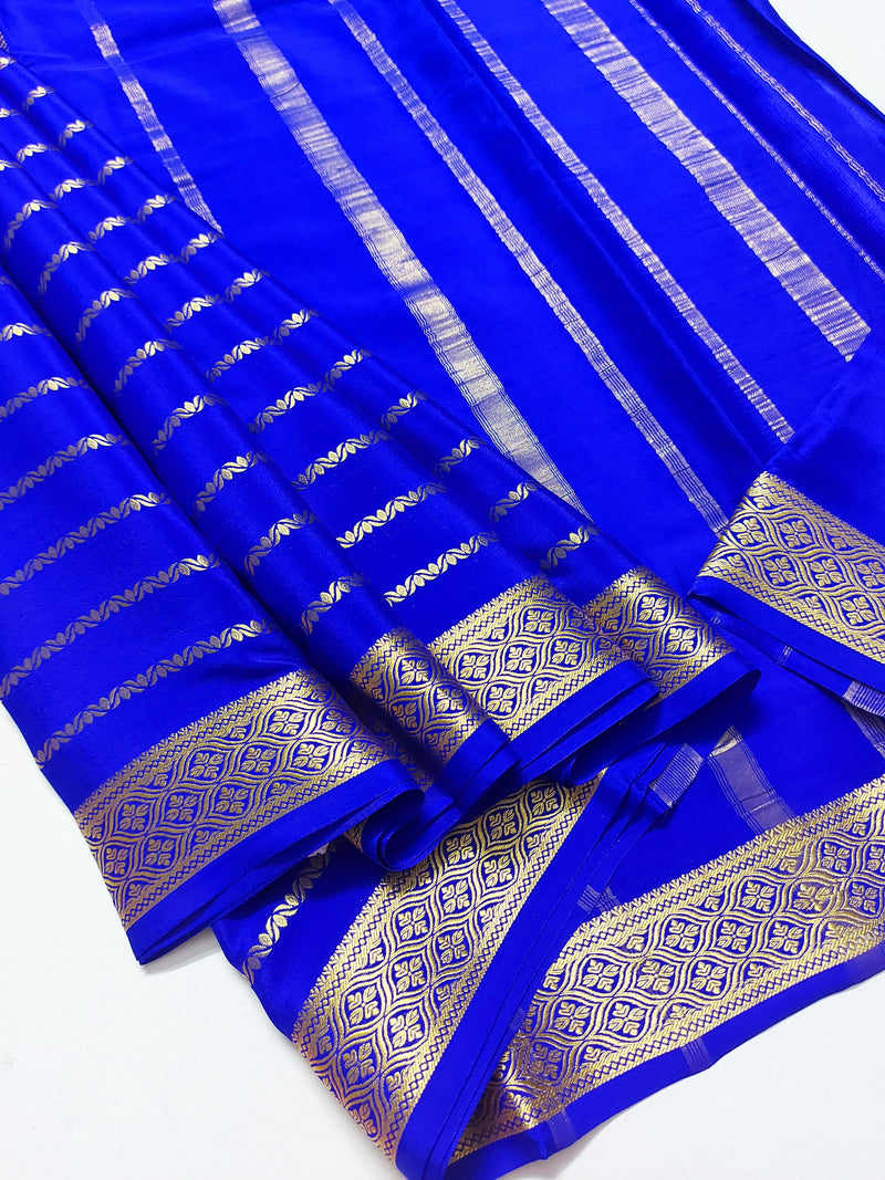 Royal Blue Mysore Crepe Silk Saree