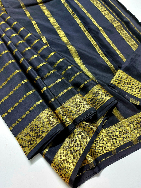 Black Mysore Crepe Silk Saree