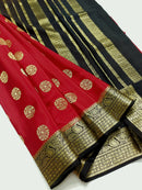 Red Mysore Crepe Silk Saree