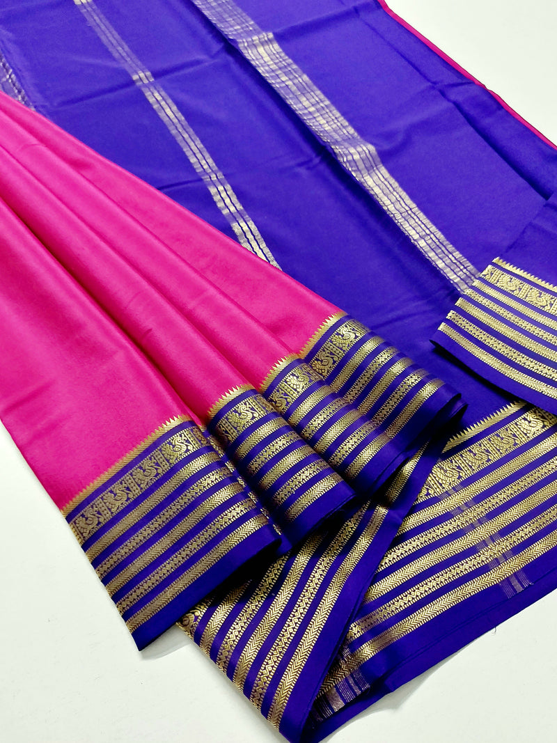 Pink Mysore Crepe Silk Saree