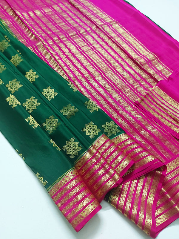 Bottle Green Mysore Crepe Silk Saree