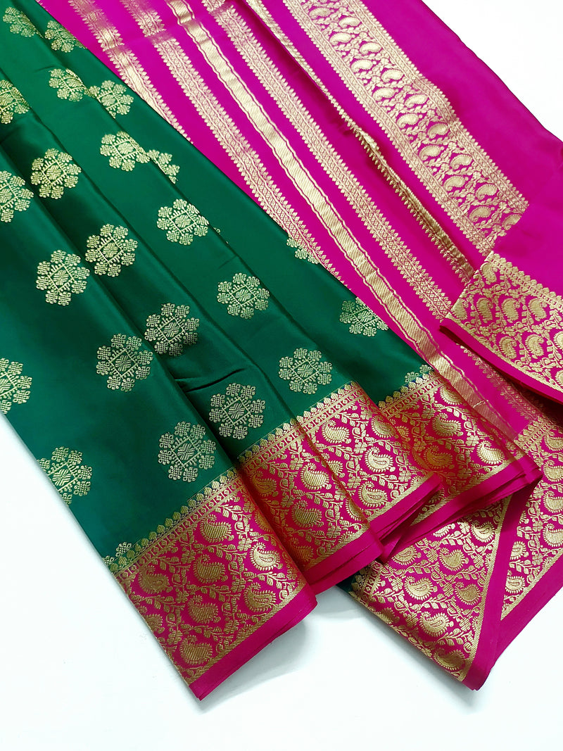 Bottle Green Mysore Crepe Silk Saree