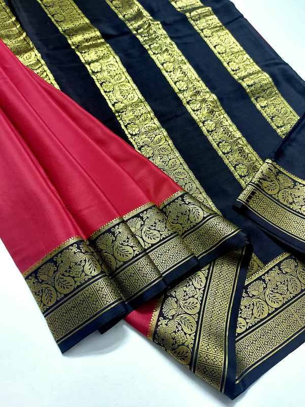 Red Mysore Crepe Silk Saree