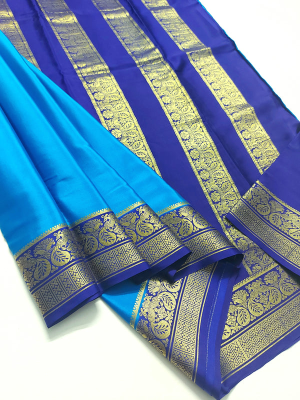 Ananda Blue Mysore Crepe Silk Saree