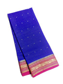 Royal Blue Mysore Crepe Silk Saree - Checked Pattern