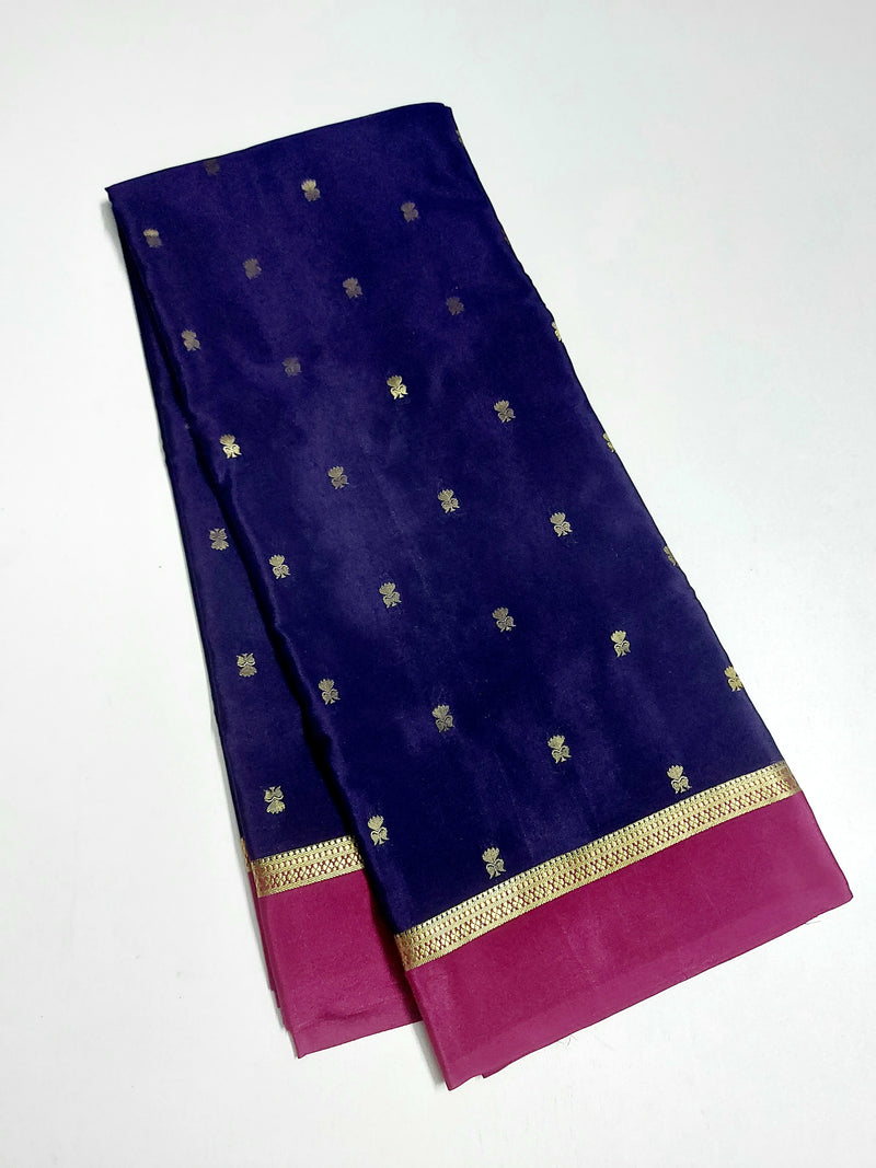 Navy Blue Mysore Crepe Silk Saree