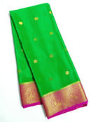 Parrot Green Mysore Crepe Silk Saree