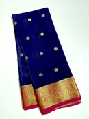 Navy Blue Mysore Crepe Silk Saree