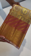 Celebrity Style - Actress Sridevi Inspired Exclusive Premium Quality Pure Zari Bridal Golden Kanchipuram Silk Saree