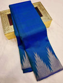 Peacock Blue Temple Border Kanchipuram Silk Saree