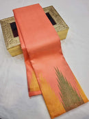 Peach Temple Border Kanchipuram Silk Saree