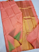 Peach Temple Border Kanchipuram Silk Saree