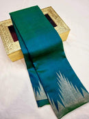 Peacock Blue Temple Border Kanchipuram Silk Saree