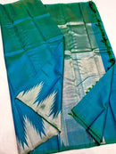 Peacock Blue Temple Border Kanchipuram Silk Saree