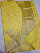 Pastel Yellow Temple Border Kanchipuram Silk Saree