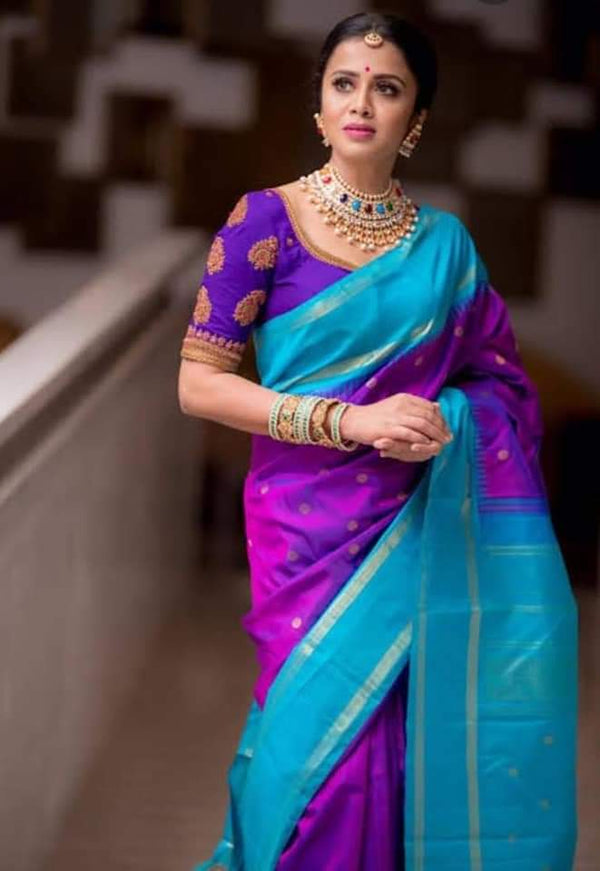 Purple Kanchipuram Silk Saree
