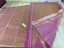 Milky White Cream Shade & Pink Korvai Raising Temple Border Kanchipuram Silk Saree