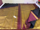 Black Maroon Korvai Raising Temple Border Kanchipuram Silk Saree