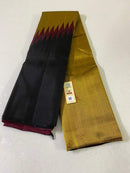 Black Maroon Korvai Raising Temple Border Kanchipuram Silk Saree