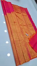 Dual Shade Pink Raising Temple Border Kanchipuram Silk Saree