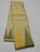Pastel Sandal Temple Border Kanchipuram Silk Saree
