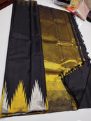 Black Temple Border Kanchipuram Silk Saree
