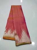 Dual Shade Pink Temple Border Kanchipuram Silk Saree