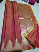 Dual Shade Pink Temple Border Kanchipuram Silk Saree