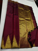 Maroon Temple Border Kanchipuram Silk Saree