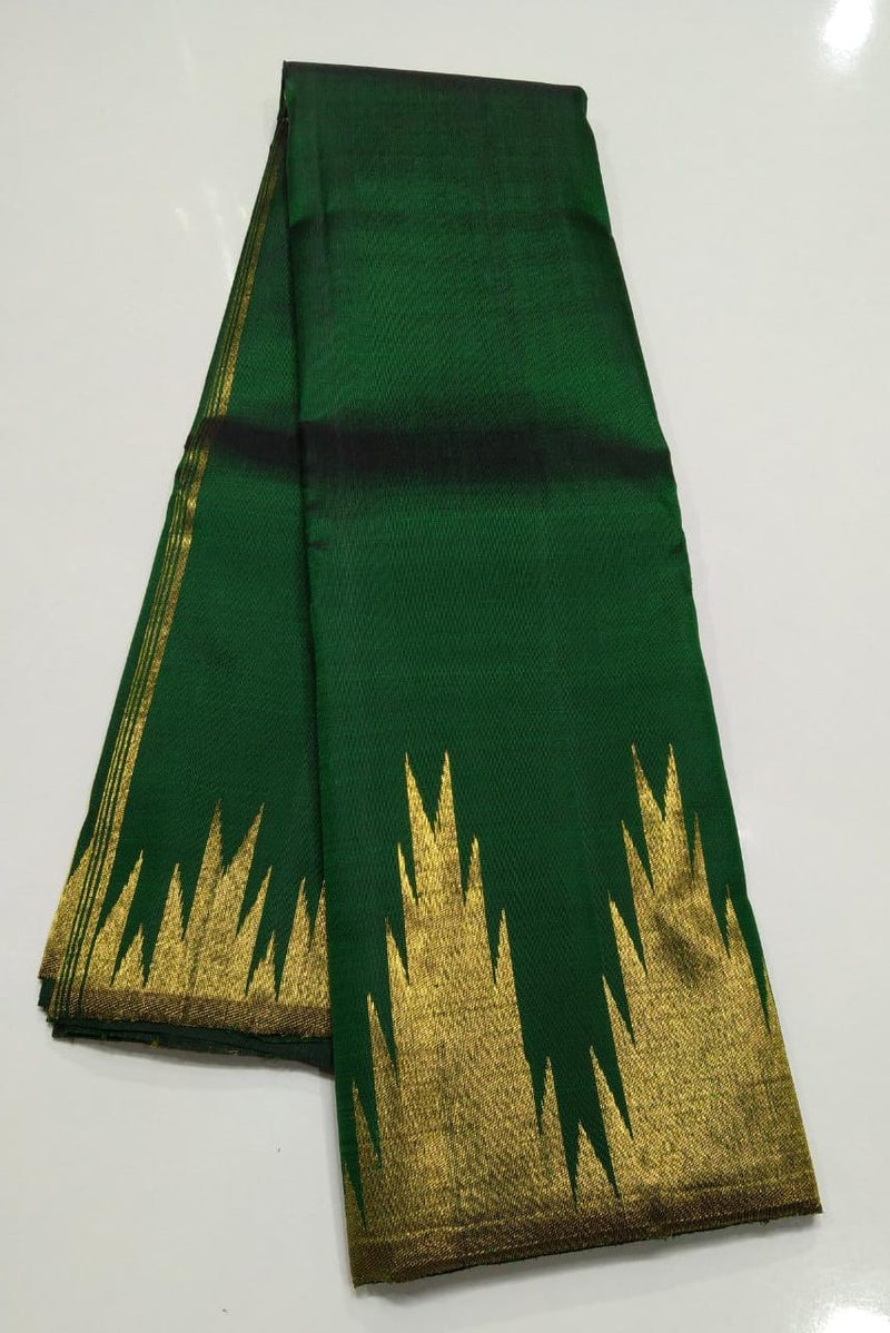 Dark Green Temple Border Kanchipuram Silk Saree