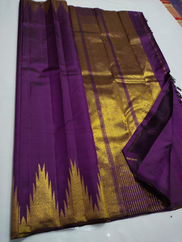Purple Temple Border Kanchipuram Silk Saree