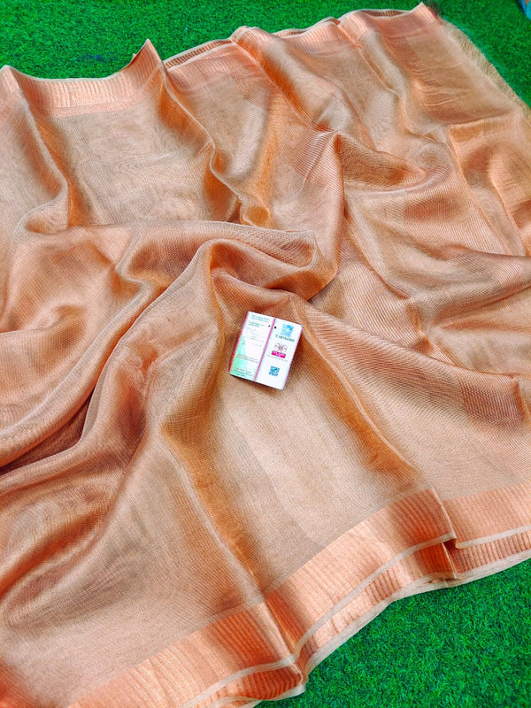 Copper Tissue Tussar Silk