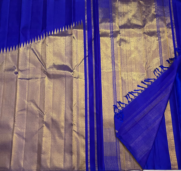 Royal Blue Raising Temple Border Kanchipuram Silk Saree