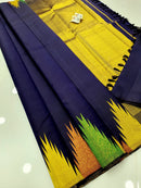 Navy Blue Temple Border Kanchipuram Silk Saree