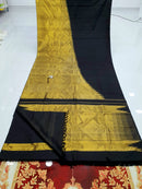 Black Raising Temple Border Kanchipuram Silk Saree