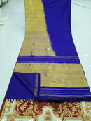 Royal Blue Raising Temple Border Kanchipuram Silk Saree